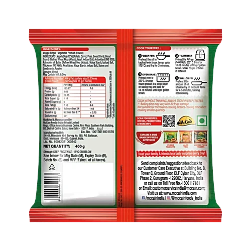 McCain Veggie Fingers - Veggie Delight With Corn, Carrot & Peas, 400 g - Image 2