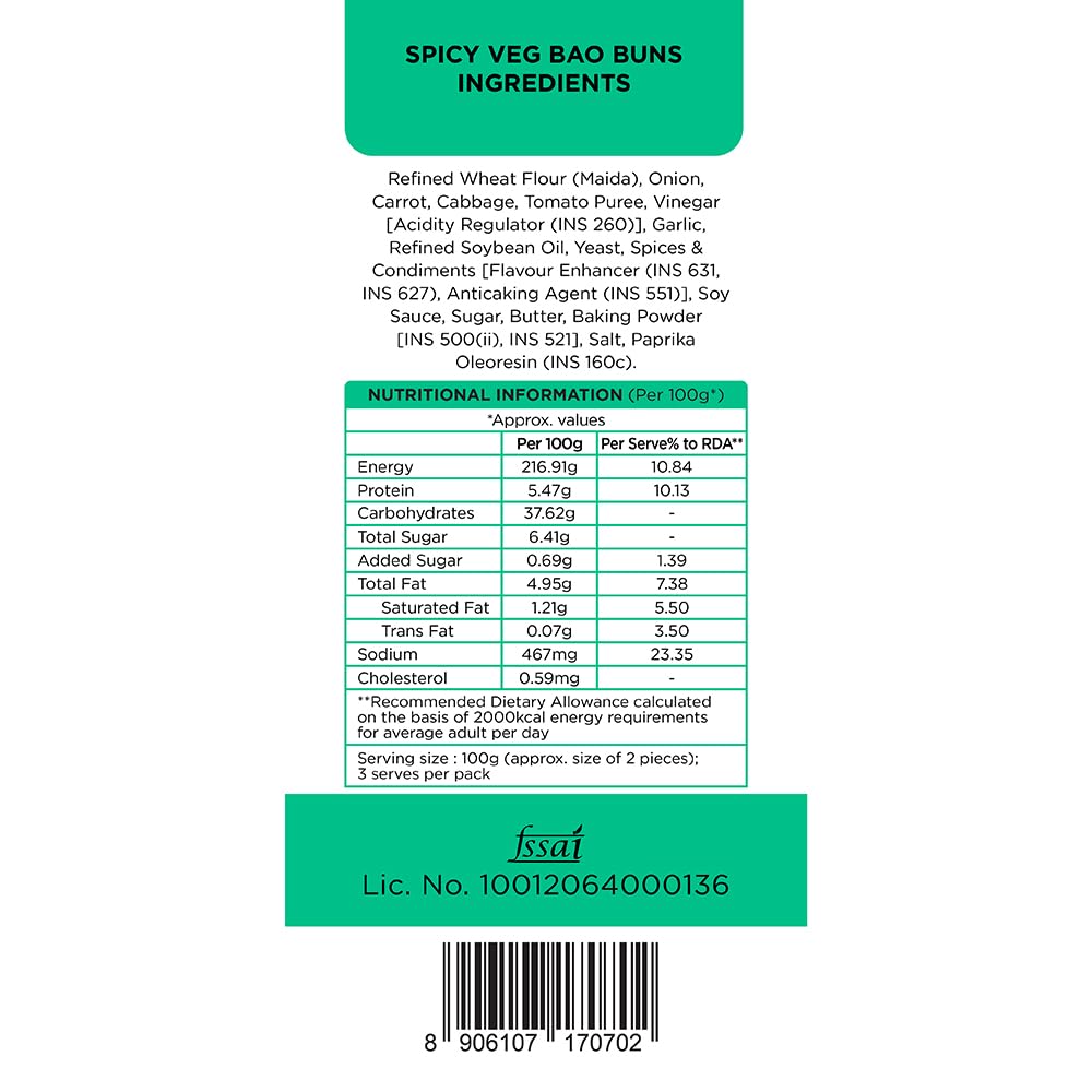 Prasuma Bao Buns - Spicy Veg, Stuffed Bread, No Preservative, Frozen, 300 g (6 pcs) - Image 6