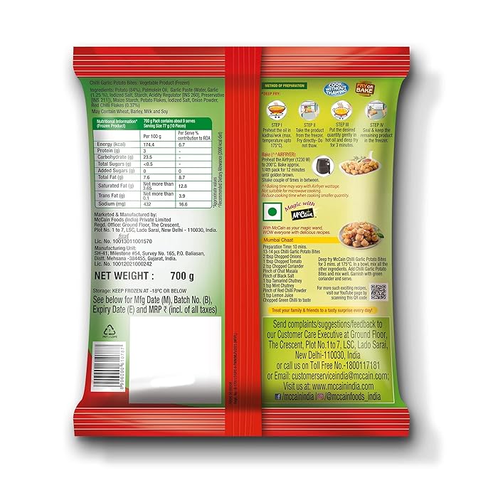 McCain Crunchy Potato Nuggets - Chilli Garlic Potato Bites, 700 g - Image 3